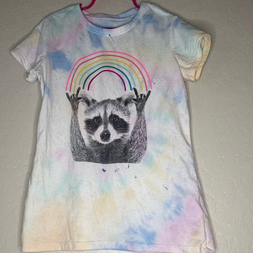 Kids Tie-Dye Rainbow Raccoon Custom T-Shirt